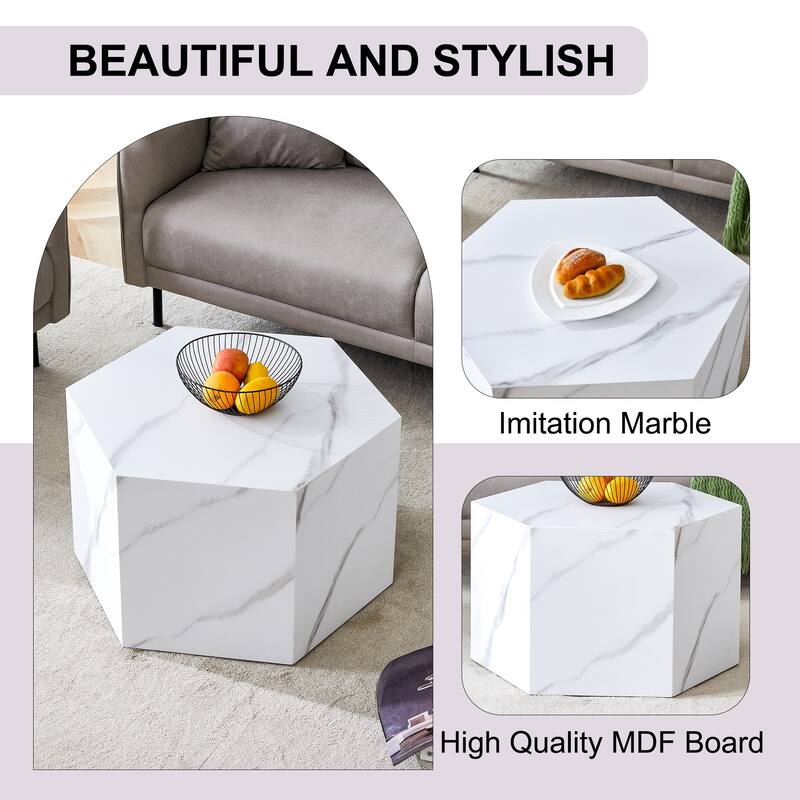 Roomfitters Textured MDF Coffee Table with Complex Grain Finish, Modern Accent Table for Stylish Living Spaces