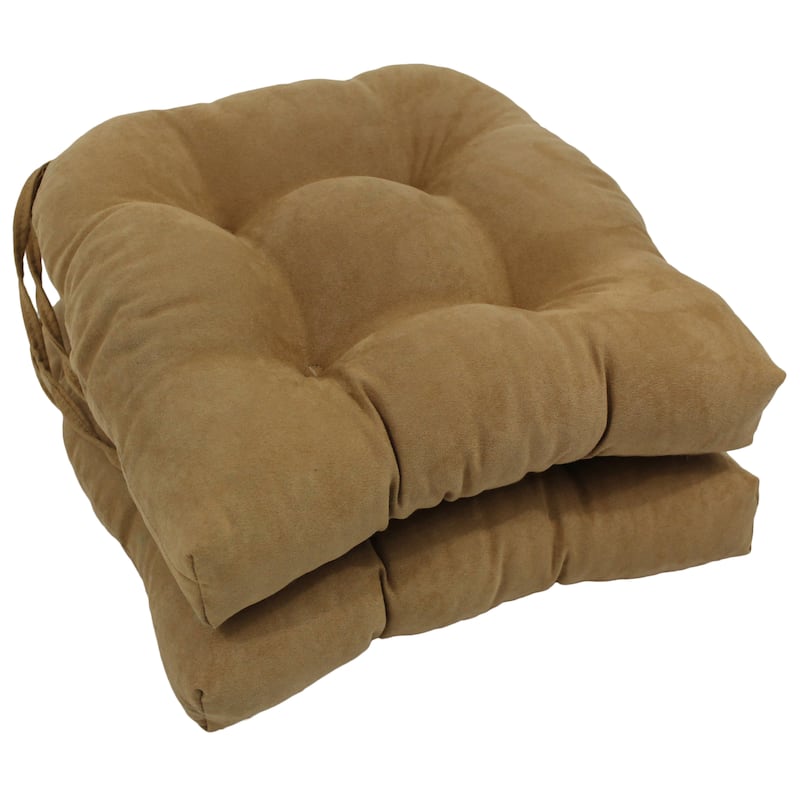 16-inch U-shaped Indoor Microsuede Chair Cushions (Set of 2, 4, or 6) - Set of 2 - Camel