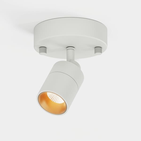 slide 2 of 8, Shura - Modern White Integrated LED Spotlight with Adjustable Light Head, 3000K, 490 Lumens - 4.7" x 5.63" 4.7" x 5.63" - White