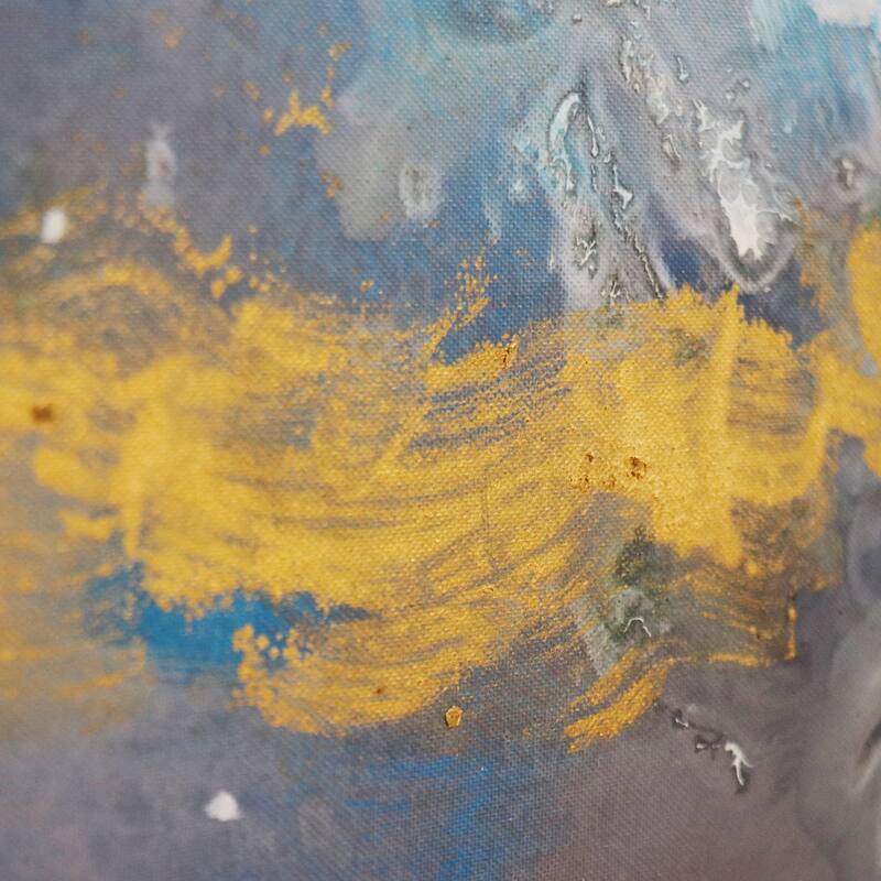 Pasargad Home Cerulean — Hand-Painted Blue Abstract Oil Painting on Canvas