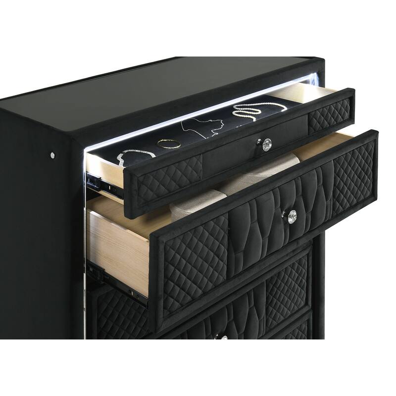 Lorient 5-drawer LED Chest of Drawers Black