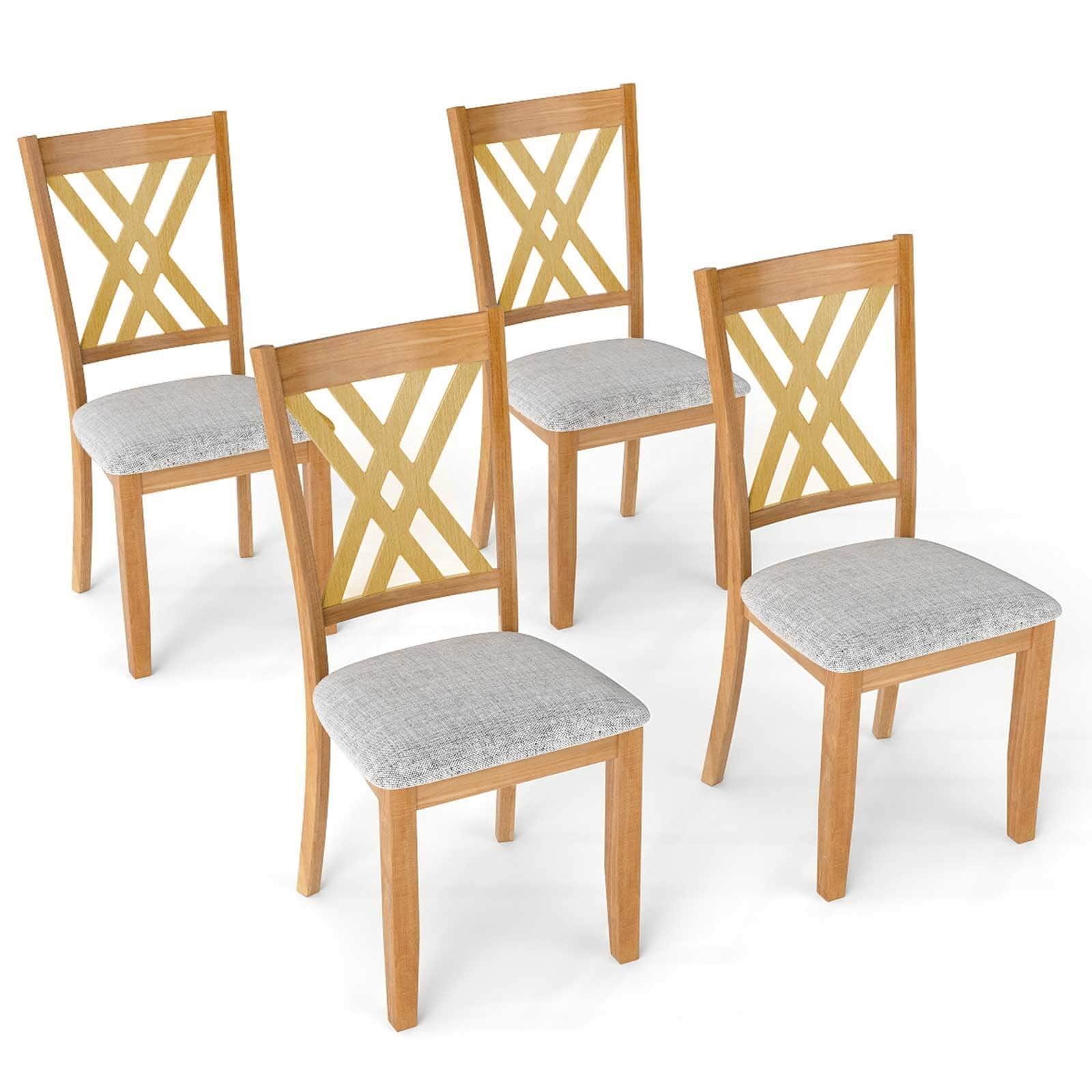 Costway 4 PCS Linen Fabric Upholstered Kitchen Armless Chairs with - See Details