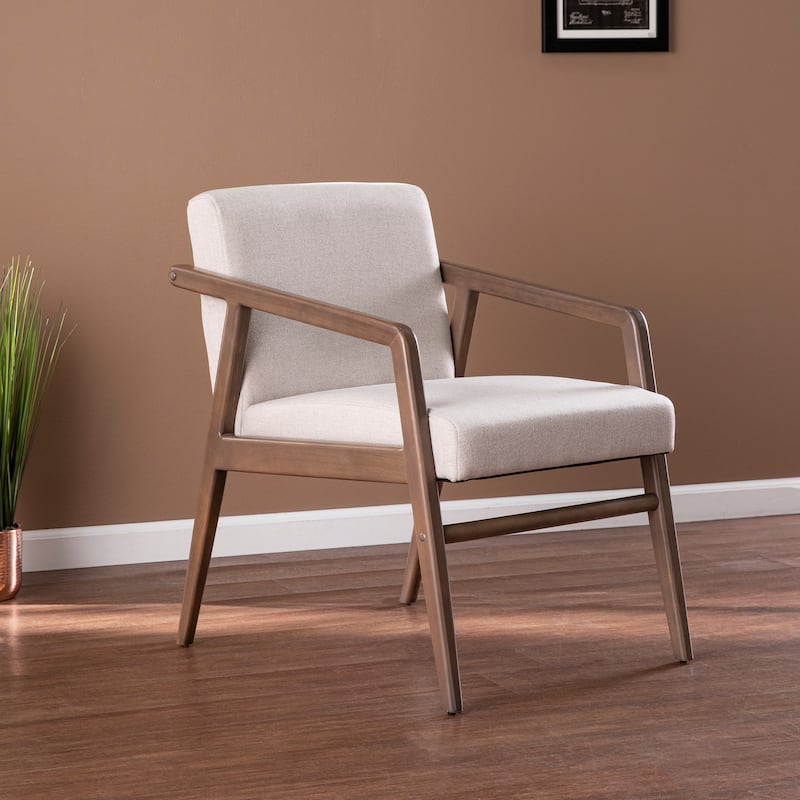 SEI Furniture Diane Beige Wood Accent Chair