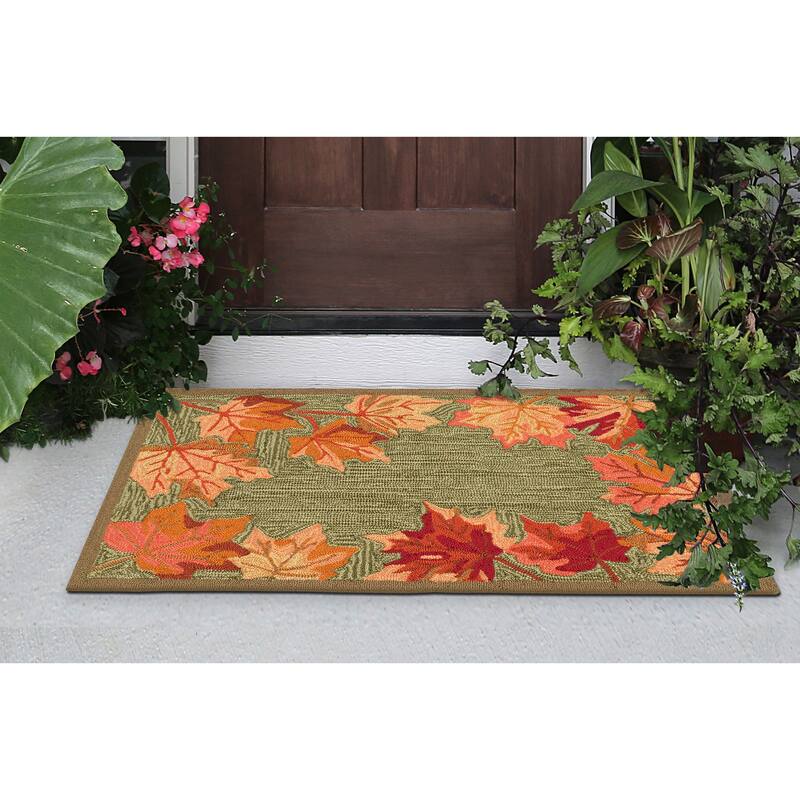 Liora Manne Ravella Falling Leaves Border Indoor/Outdoor Rug