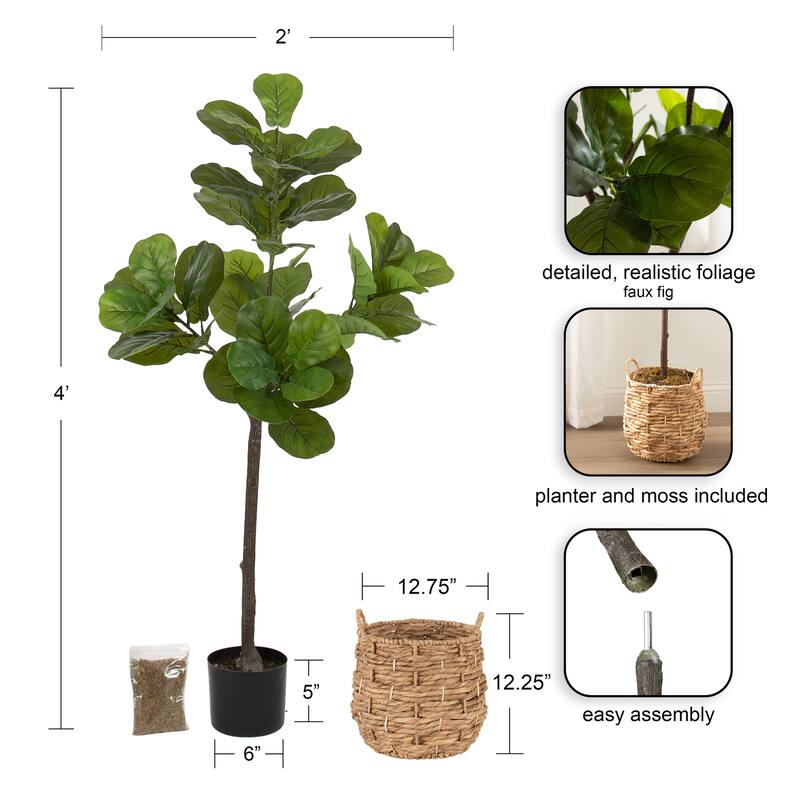 Kate and Laurel Fidmont Faux Fiddle Fig Tree