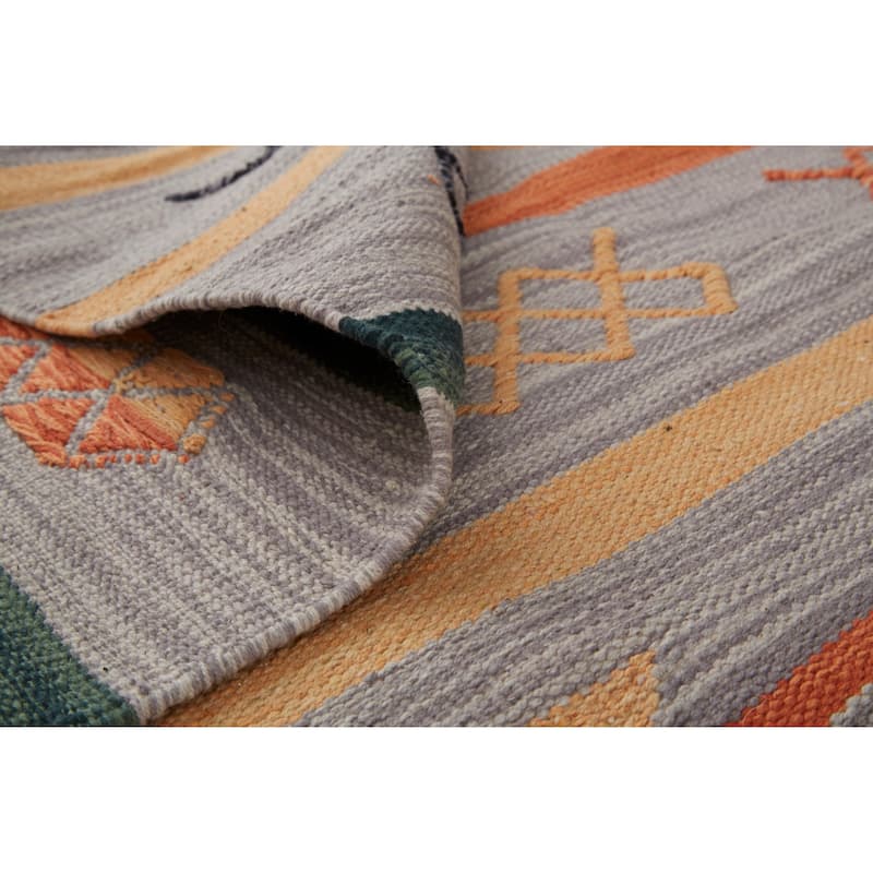 Dharma Southwestern Serape Style Rug, Gray/Rust Orange, Area Rug - 8' x 10'