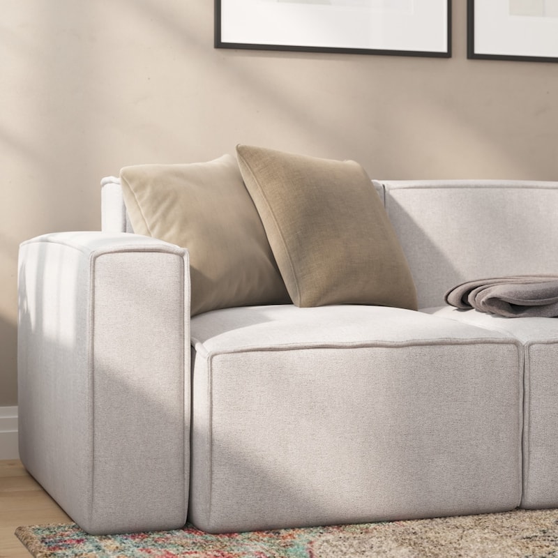 Contemporary Configurable Modular Left Side Sofa Chair with Armrest - Cream