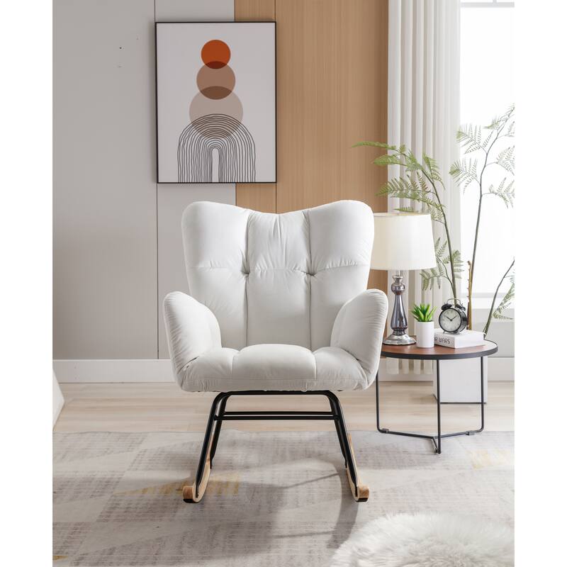 31.5" High Back Buttons Tufted Rocking Chair