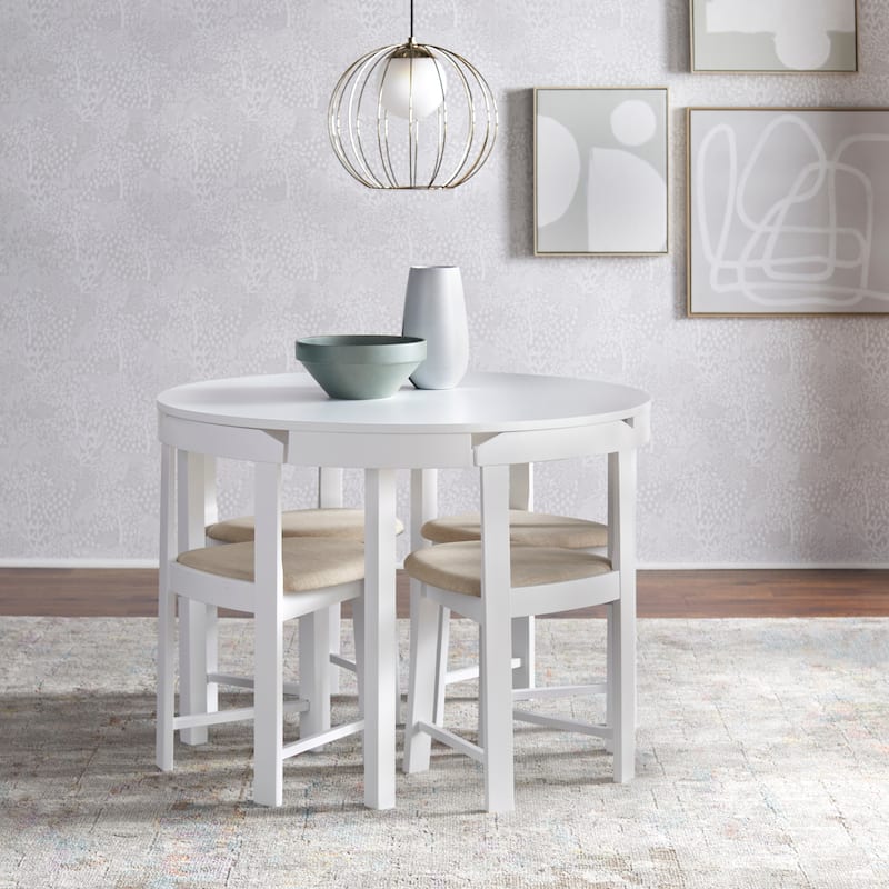 Harrisburg Tobey 5-piece Compact Round Dining Set - White