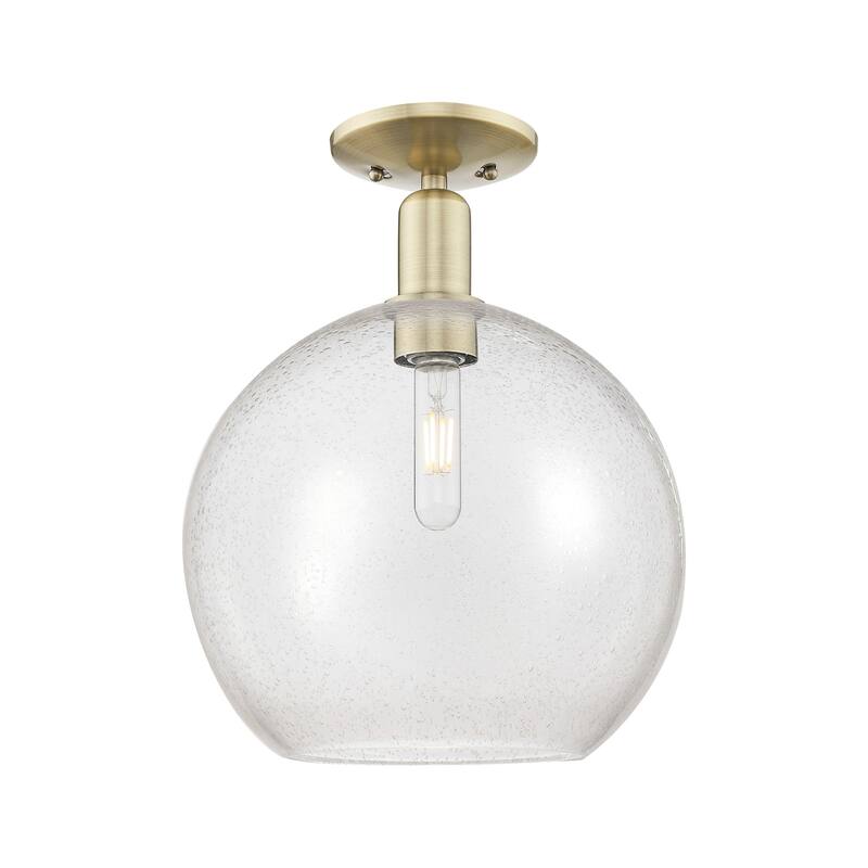 Innovations Lighting 716-1C-16-12 Athens Semi-Flush Athens 12" Wide - Antique Brass / Seedy