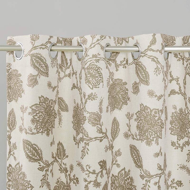 Oleson Jacobean Floral Linen Blend Blackout Curtain Panel