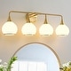 preview thumbnail 69 of 151, Modern Vanity Lights Dimmable Bathroom Light Fixtures with Glass Shade 4-Light - gold