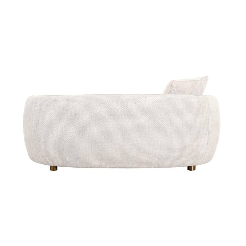 Pasargad Home Zarina Upholstered Modern Loveseat with 2 Pillows, Ivory - W74.8"xD39"xH28.3"