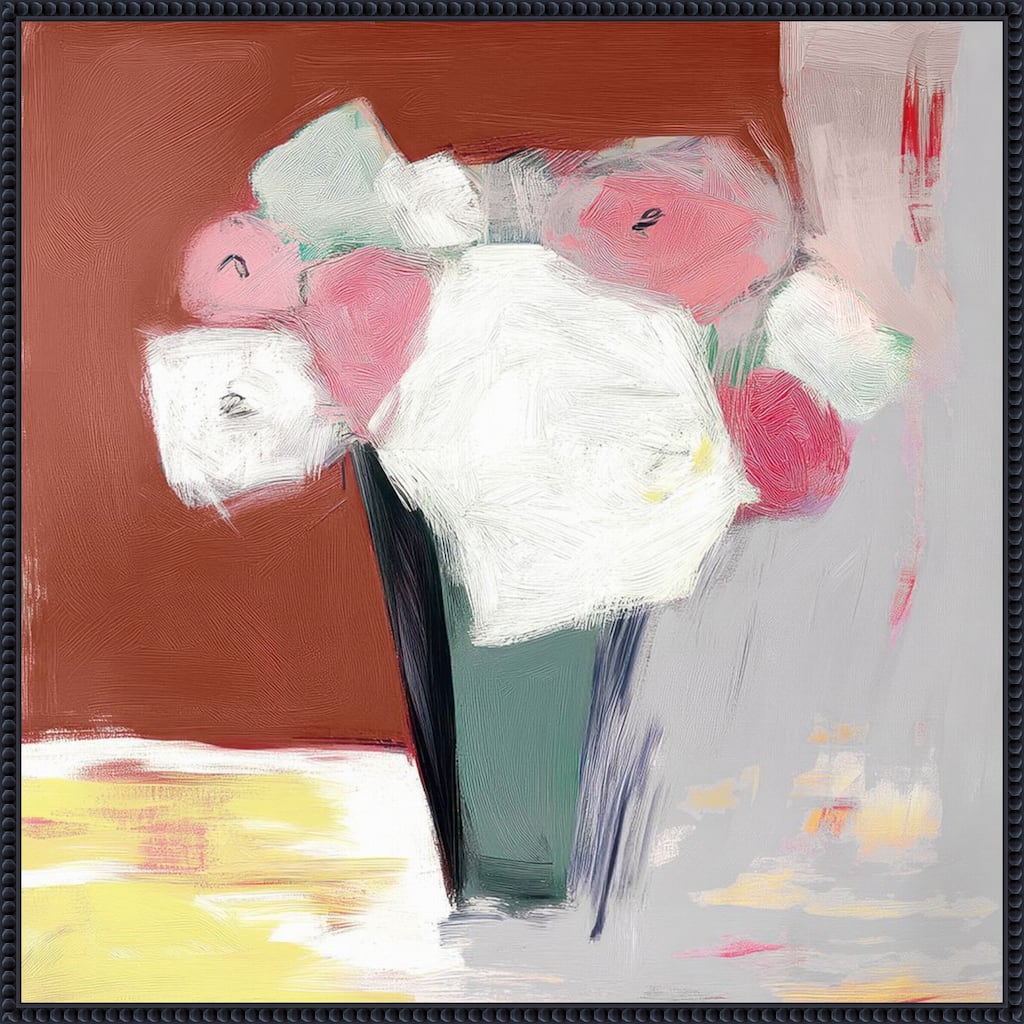 Red Radiance No. 1 by Mona Grace (30 x 30 in.), Framed Canvas Wall Art Print