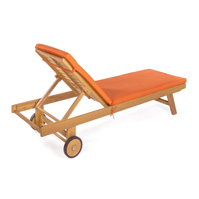 Adjustable Outdoor Chaise Lounge w/ Cushion & Wheels - JONATHAN Y