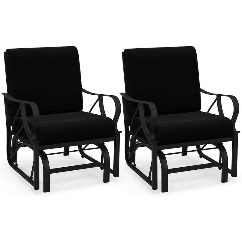 Costway 2 PCS Patio Rocking Chair with Cushion Heavy-Duty Metal Frame - 2 PCS - Black