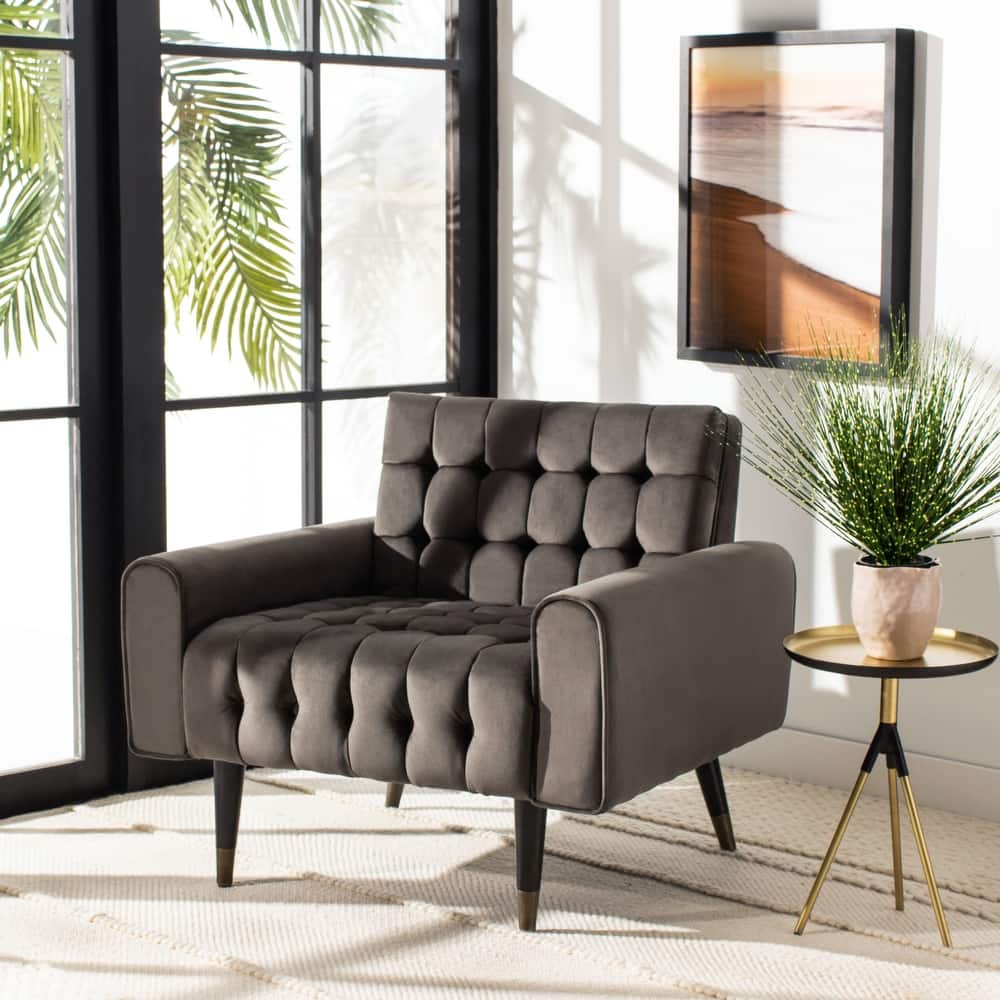 SAFAVIEH Nansy Contemporary Tufted Velvet Accent Chair - 32.7" x 31.5" x 28.4" - 34Wx31Dx29H