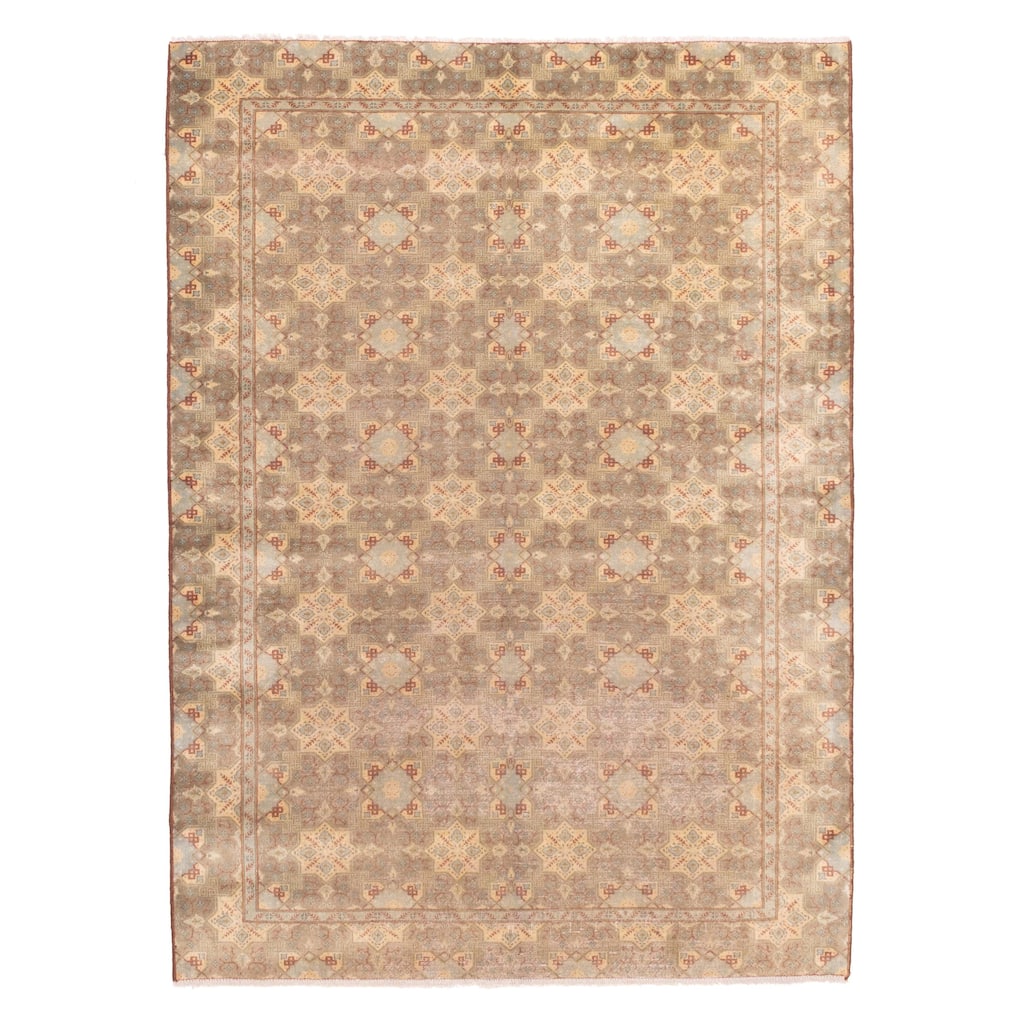 ECARPETGALLERY Hand-knotted Antalya Vintage Olive Wool Rug - 6'2 x 8'10