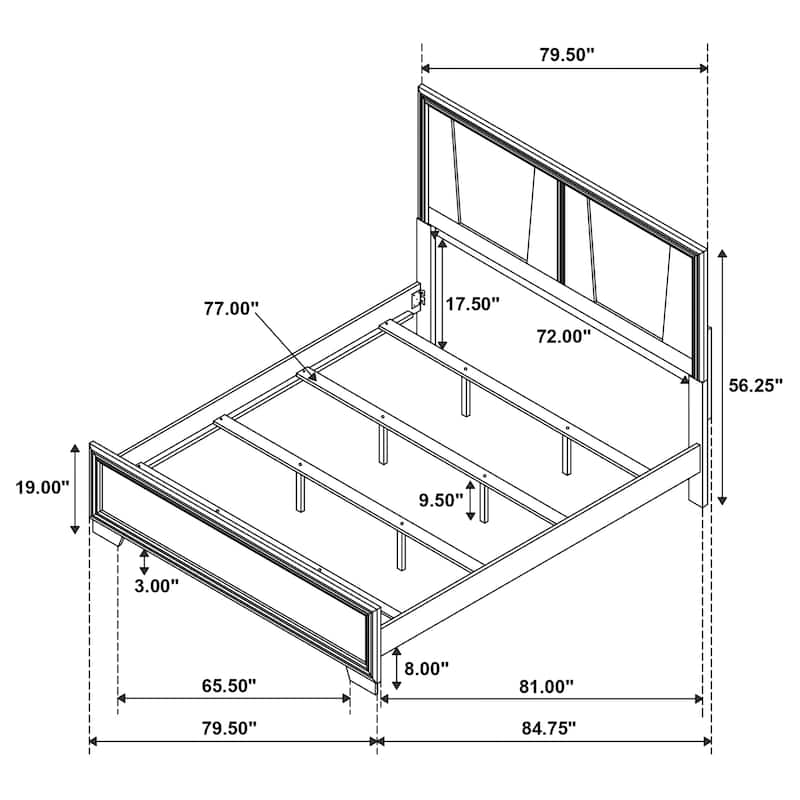 Janine Mid-Century Modern Panel Bedroom Set Grey