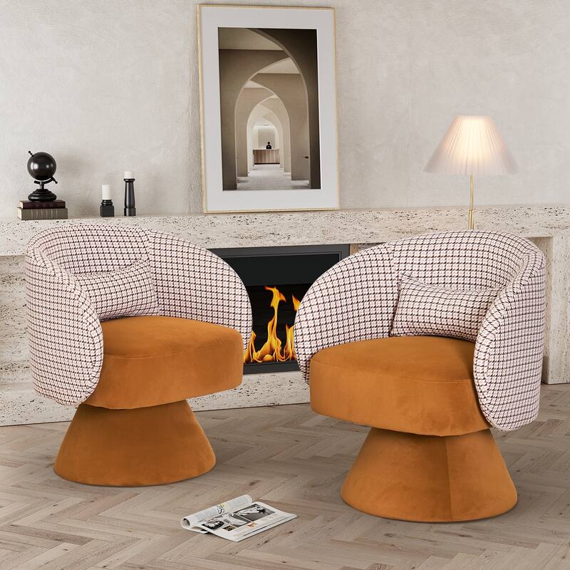 Ouyessir 360 Degree Swivel Cuddle Barrel Sofa Chairs