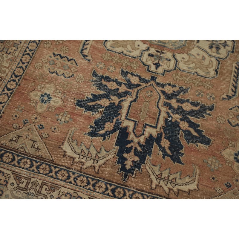 Hand Knotted Oriental 100% Wool Carpet Traditional Geometric Oranges & Rust Heriz Area Rug - 5' 9'' X 4' 2''