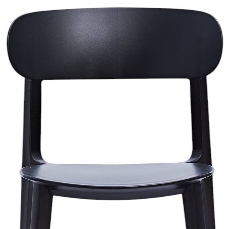 HomeRoots Set of Four Black Heavy Duty Plastic Dining Side Chairs - 20.46 in. x 30.50 in. x 18.89 in.