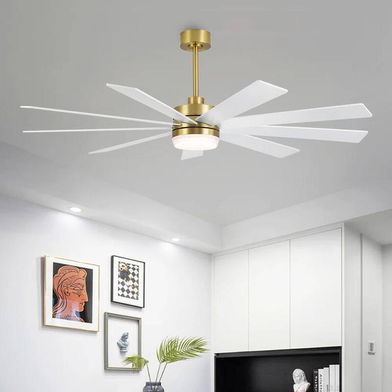 MLiAN DC Motor Indoor Ceiling Fan with Light and Remote - Gold/White - 72''