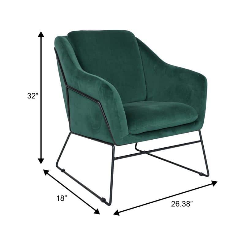 Harmony Mid-Century Velvet Upholstered Accent Arm Chair with Metal Frame & Plush Cushion for Home Office, Living Room, & Bedroom