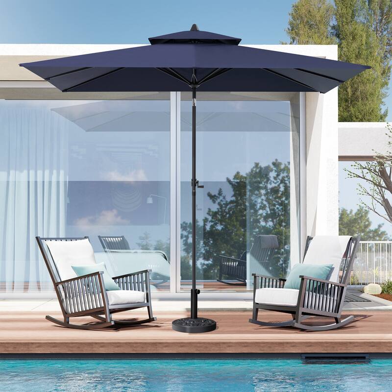 Crestlive 9 x 5 FT Double Top Patio Outdoor Market Umbrella Table Umbrella, Base Not Included