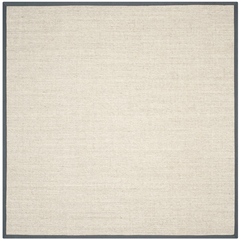 SAFAVIEH Natural Fiber Madelyn Border Sisal Rug - 7' Square - Marble/Grey