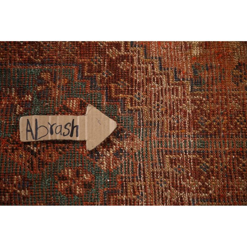 Distressed Qashqai Persian Antique Area Rug Hand-Knotted Wool Carpet - 4'1"x 8'2"