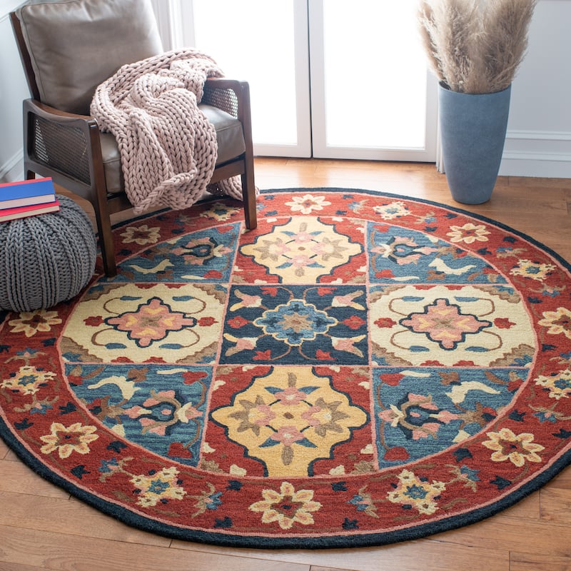 SAFAVIEH Handmade Aspen Orestina Wool Rug - 7' Round - Red/Gold