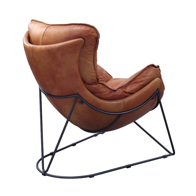 Doyle Aperol and Black Wingback Accent Chair