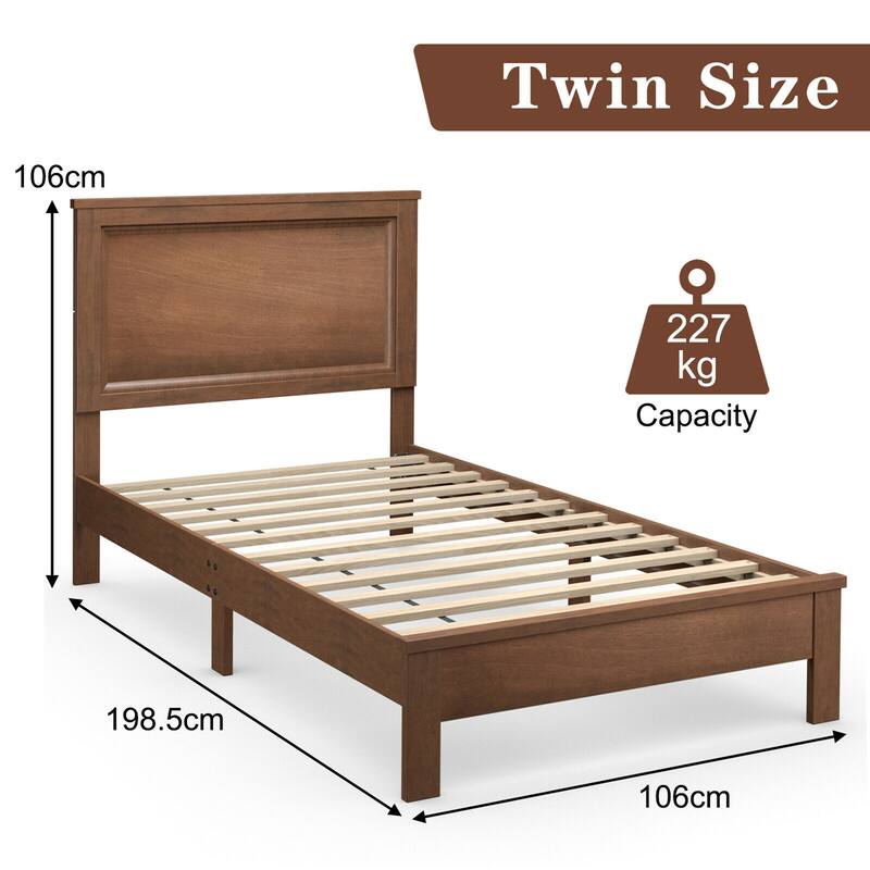Gymax Twin/Full/Queen Size Bed Frame Platform Slat High Headboard