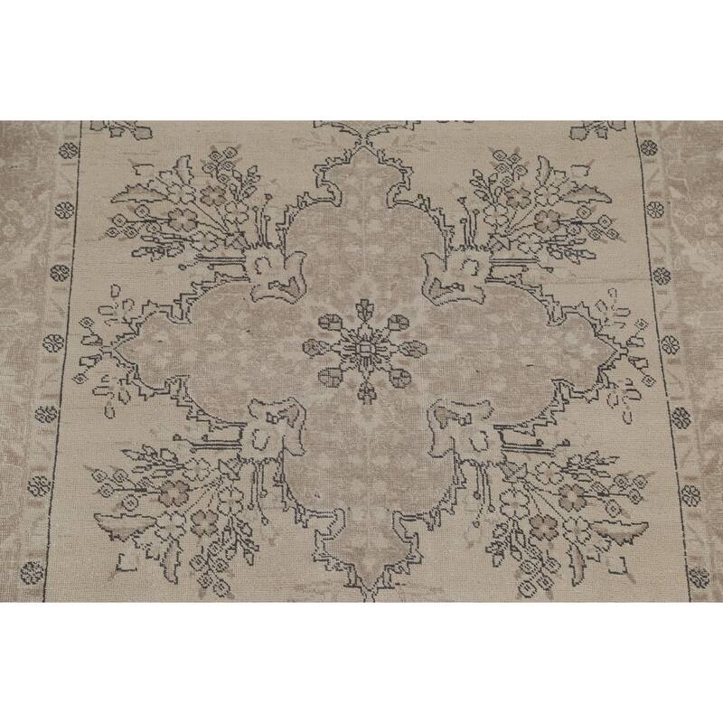 Distressed Tabriz Persian Vintage Rug Handmade Wool Carpet - 6'2"x 9'4"
