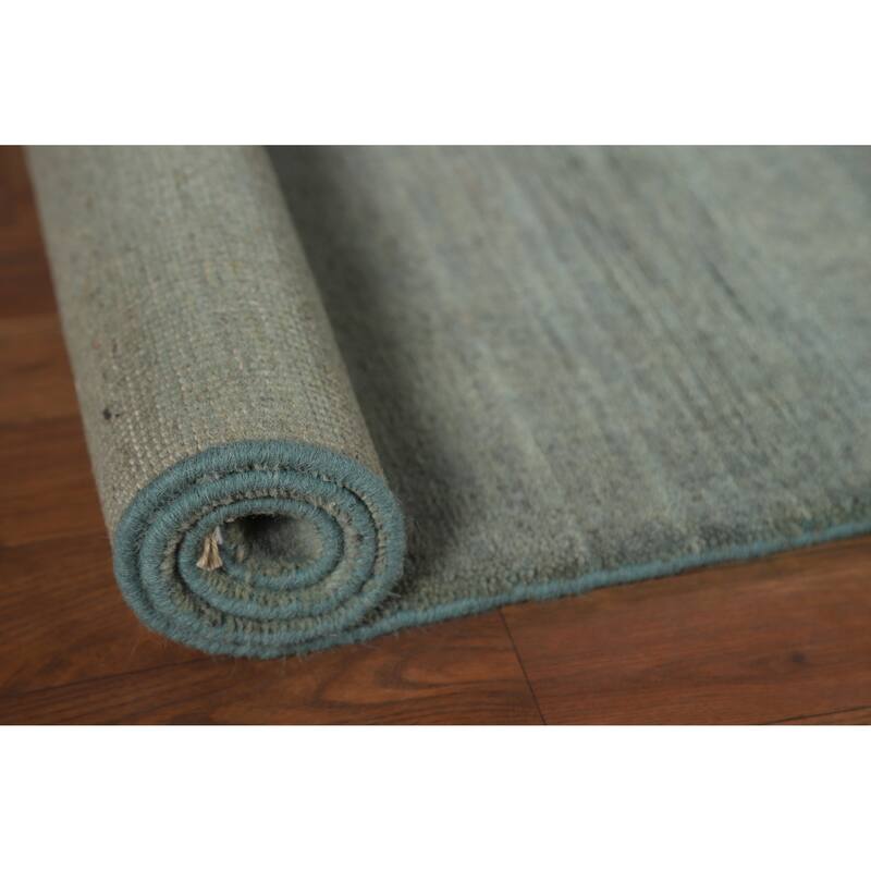 Blue Modern Gabbeh Oriental Foyer Rug Hand-Knotted Wool Carpet - 3'4"x 4'10"