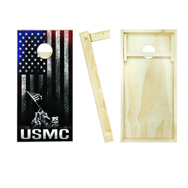 USMC Hanging Stripes Outdoor Cornhole Board Game Set