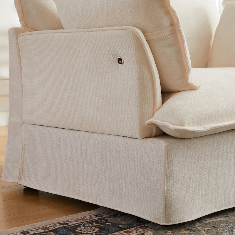 47.2" Oversized Single Sofa Chair Accent Chair with Charging Ports, Chenille Armchair Lounge Chair for Living Room Apartment