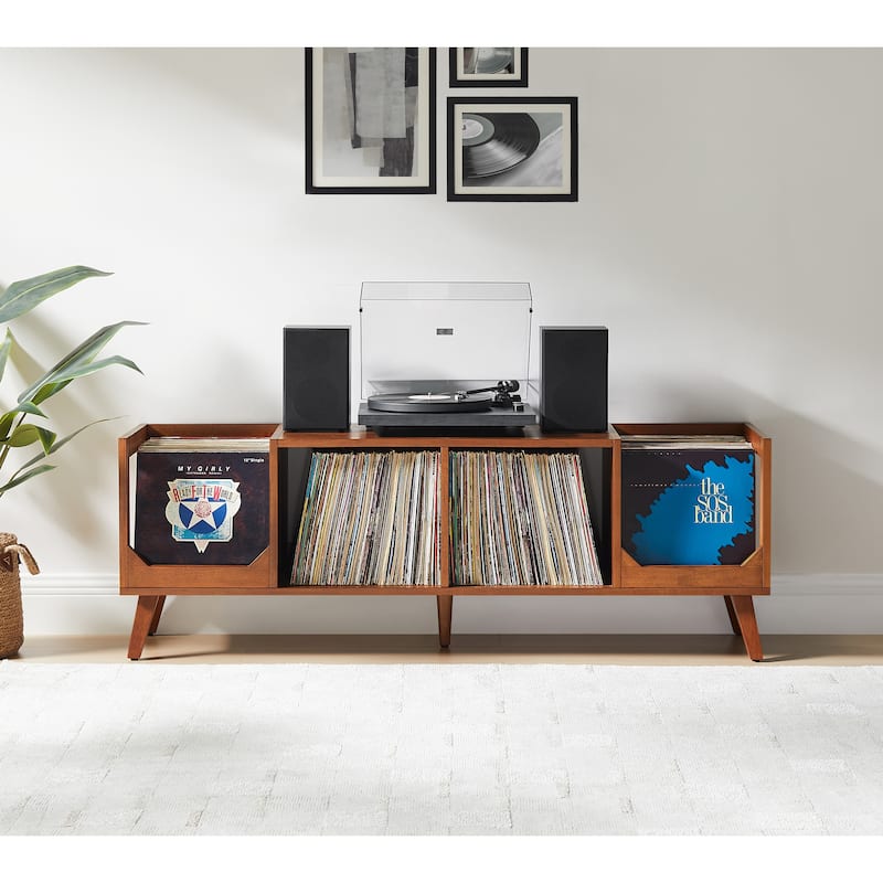 Crosley Asheville Low Record Storage Console - 16"d x 60.13"w x 20.5"h