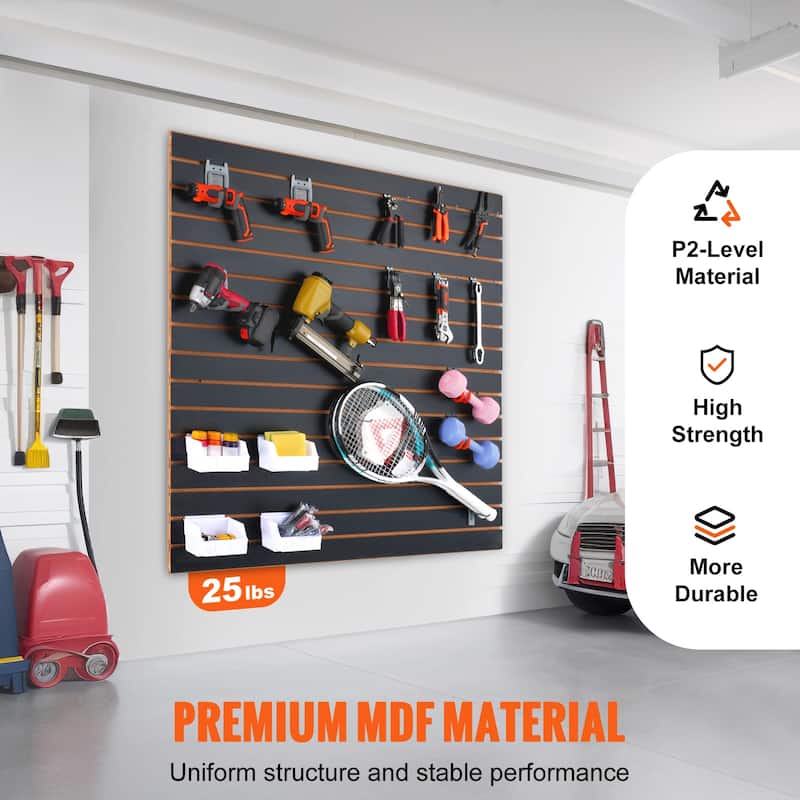 Slatwall Panels, Black Garage Wall Panels, Heavy Duty Garage Wall Organizer Panels Display for Retail Store, Garage Wall