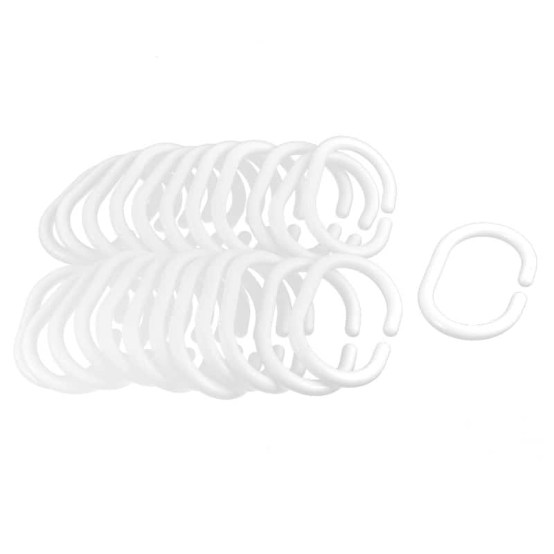Bath Drape Window Glide Shower Curtain Hook Hanger Loop Ring 24 Pcs - White - 2.4" x 1.6"(L*W)