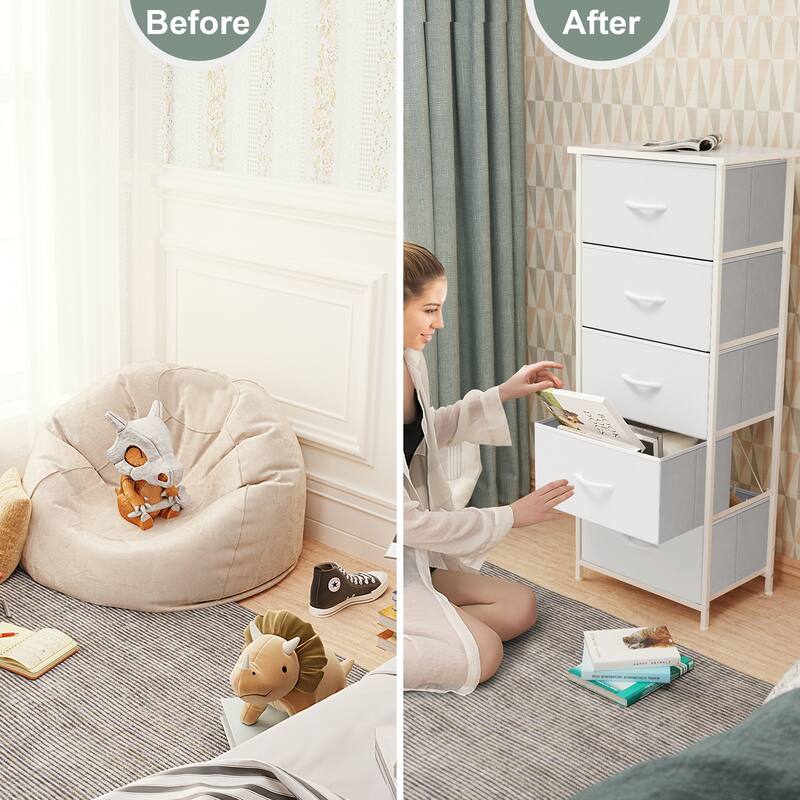 Crestlive Products Household 5-Drawer Vertical Dresser Storage Chest
