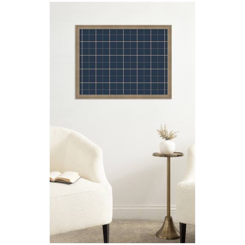 Kate and Laurel Framed Fabric Pinboard Navy Blue Plaid Wall Organization