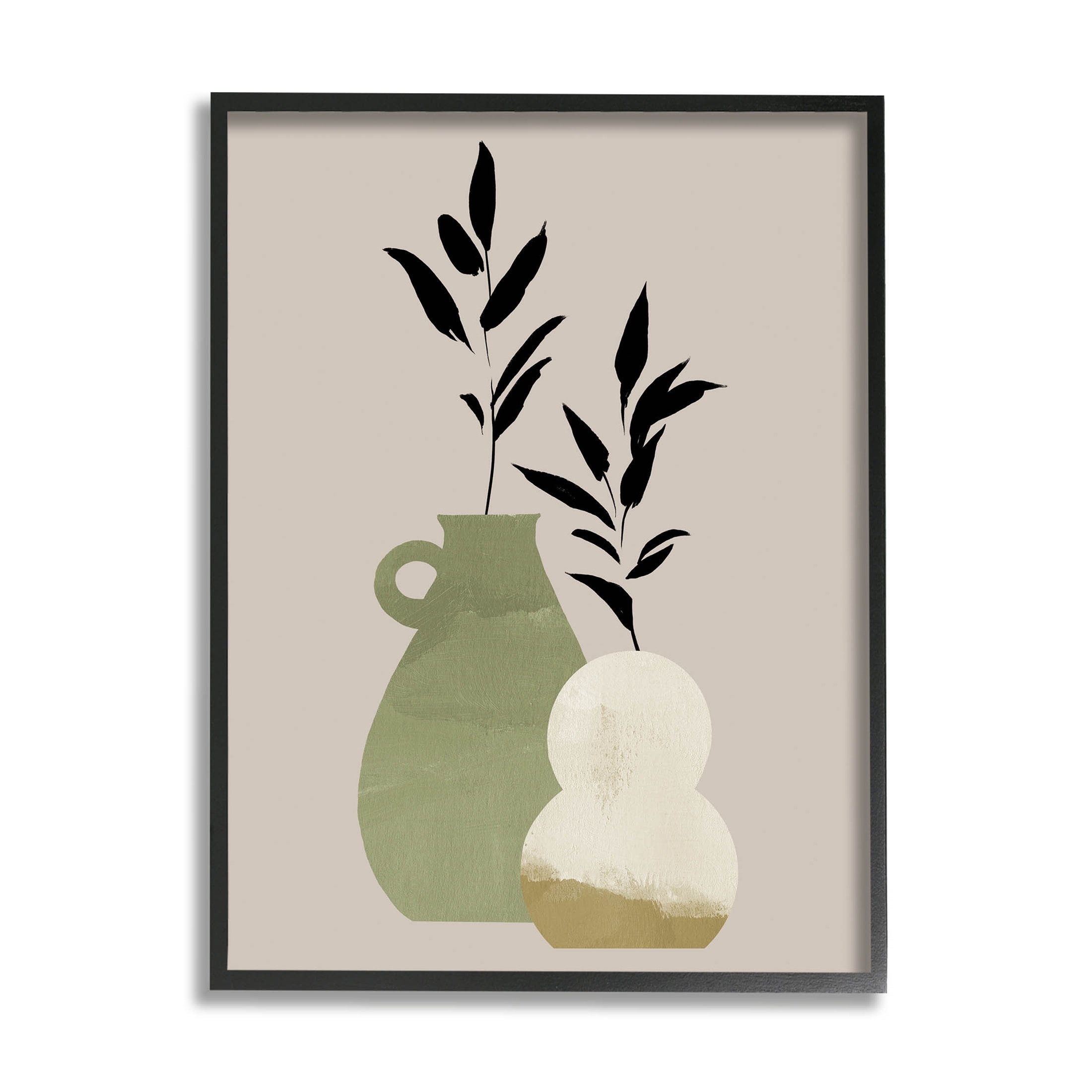 Stupell Modern Plant Vase Leaves Framed Giclee Art, Design by Jacob Green