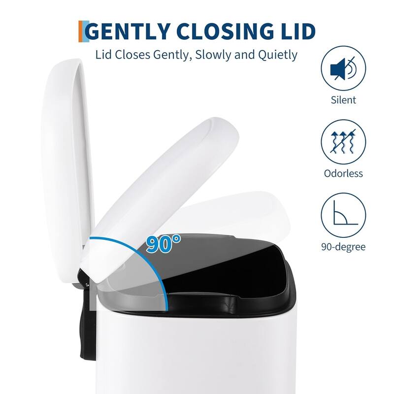 12 Litre Stainless Steel Kitchen Waste Bin, White
