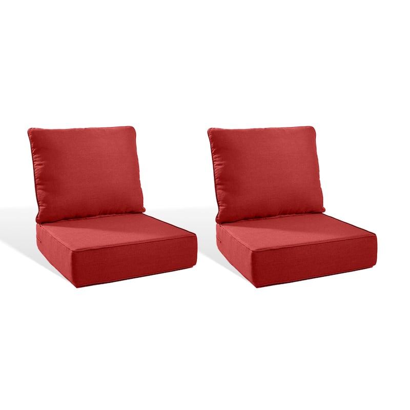 Pocassy 22"x24"x6" Inch Thick Cushions Indoor Outdoor Pillows Cushion - Red Cushion - 2 Set Seat & Back Cushion