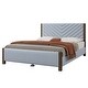 preview thumbnail 3 of 6, Modern Mid-Century Queen Size Upholstered Platform Bed Frame with Tufted Headboard and Solid Wood Legs, Grey
