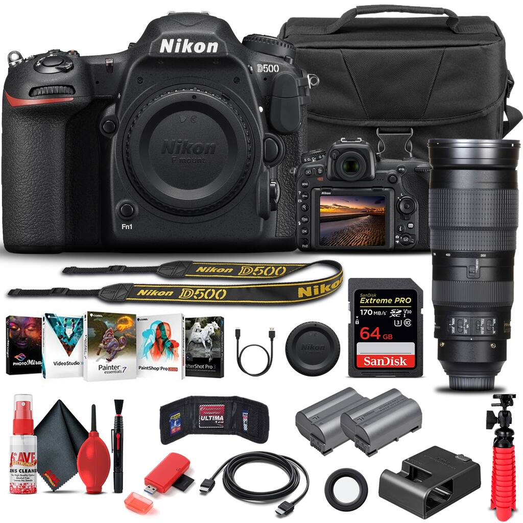 Nikon D500 DSLR Camera Body Only 1559 W/ Nikon 200-500mm Lens - Basic