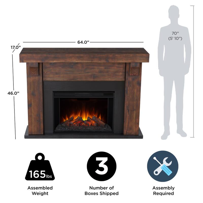 Gunnison 64" Grand Electric Fireplace in Chestnut Barnwood