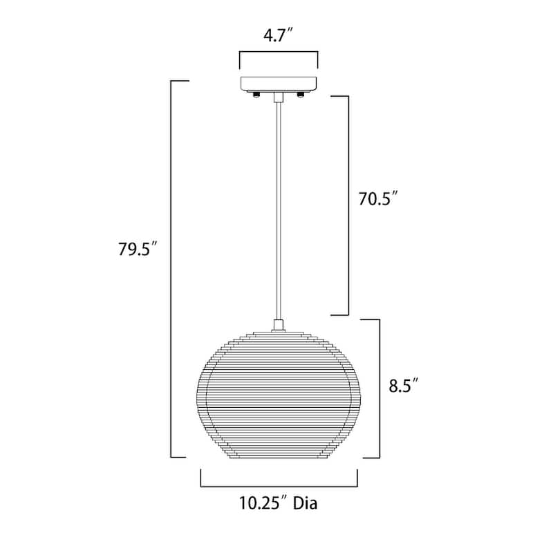 1-light Brown Natural Pendant Light With Nordic Style Globe Cardboard Shade For Dining Table